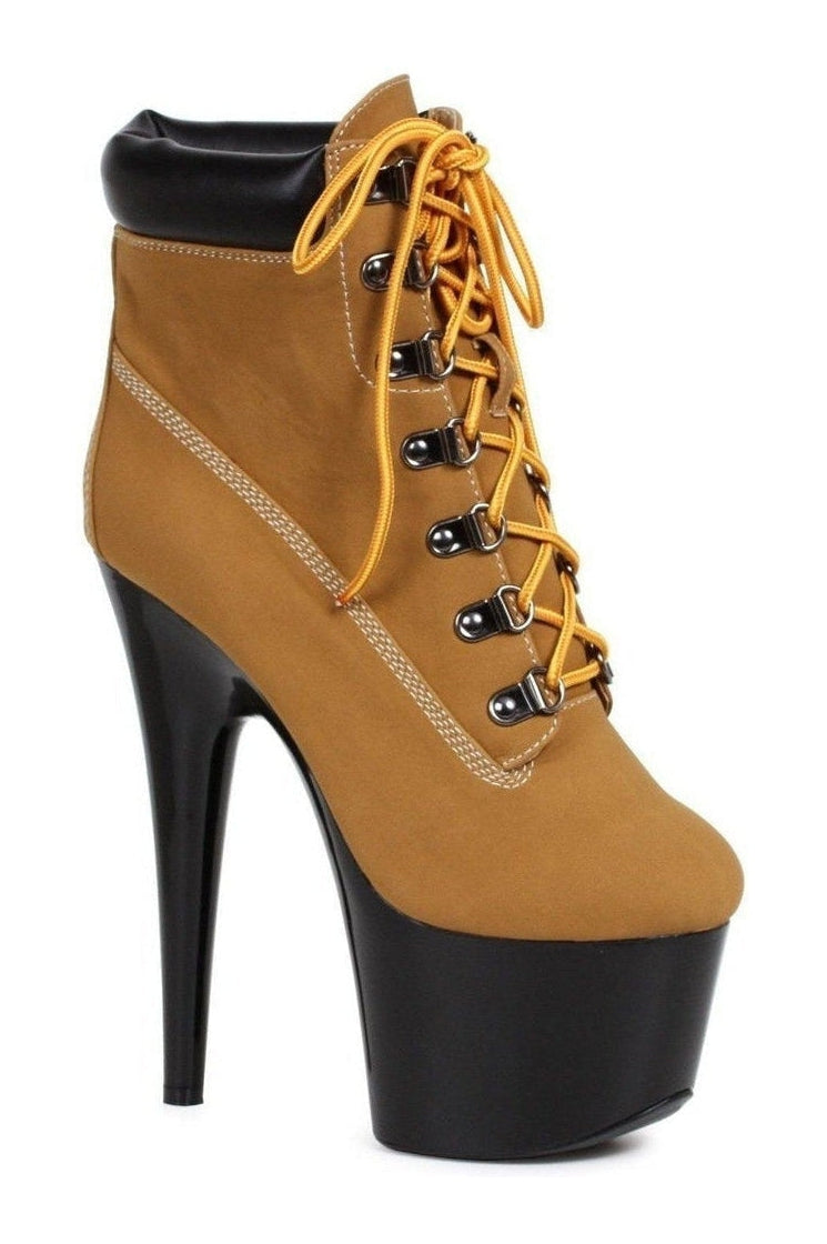 709-FAITH Stripper Ankle Boot | Brown Faux Leather-Ellie Shoes-SEXYSHOES.COM