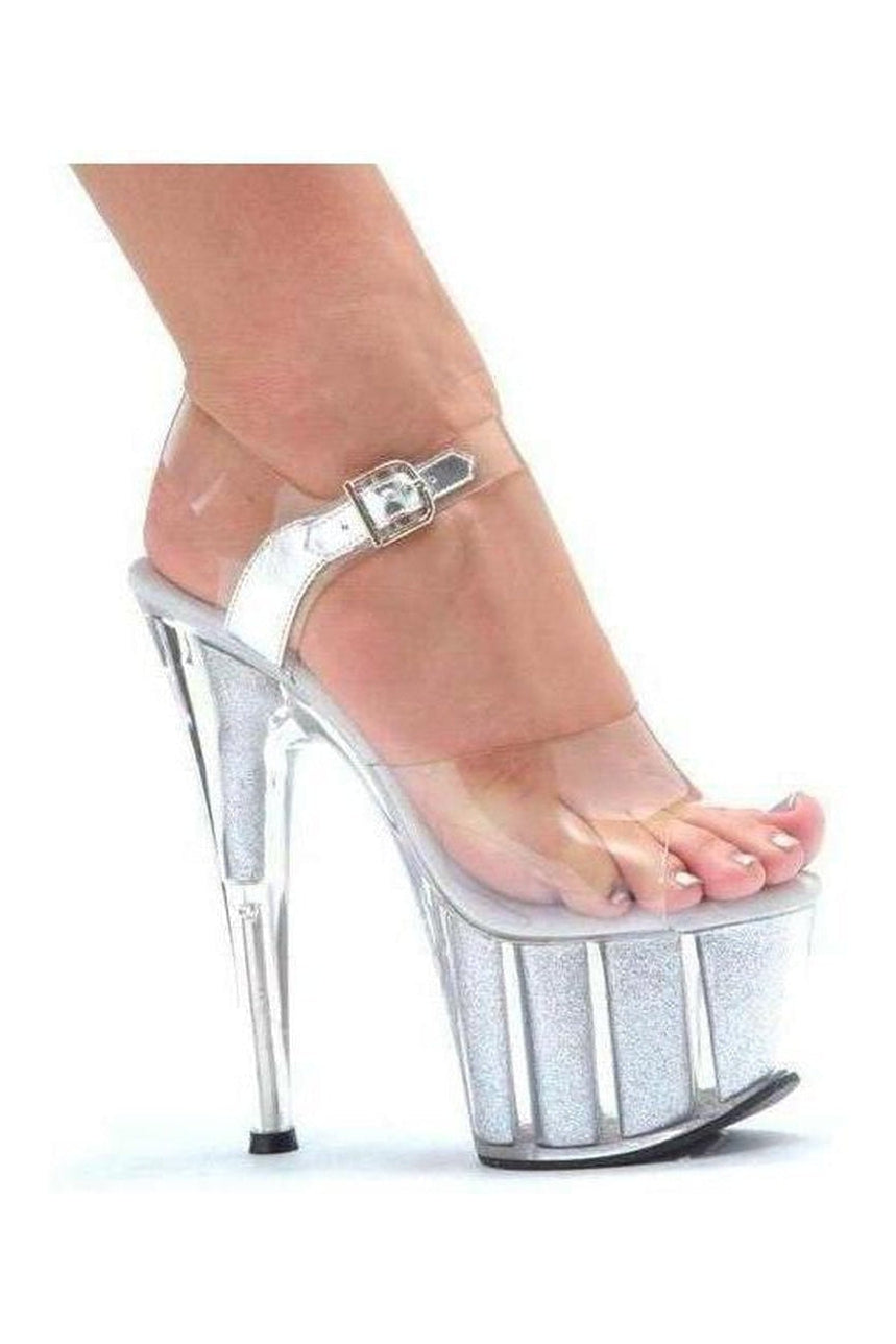 Ellie Shoes 709 GLITTER Platform Sandal in Clear Vinyl from SexyShoes.com