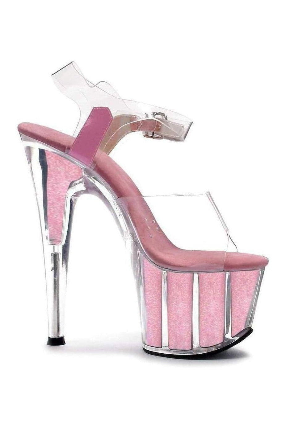 Ellie Shoes 709 GLITTER Platform Sandal in Clear Vinyl from SexyShoes.com