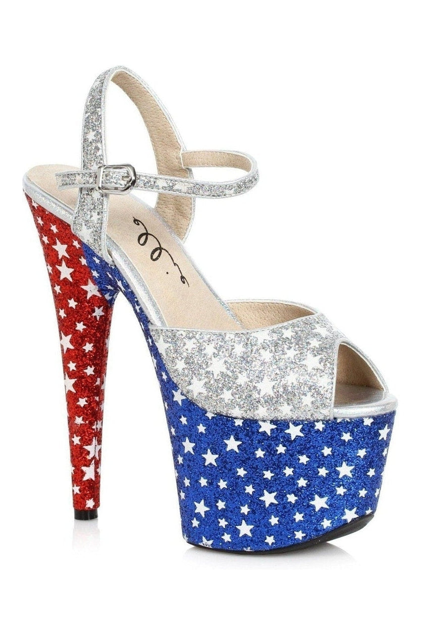 Ellie Shoes 709 PATRIOT Stripper Sandal in Multi Glitter
