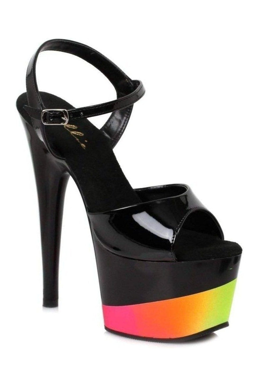 709-PRISM Platform Sandal | Black Patent-Ellie Shoes-SEXYSHOES.COM