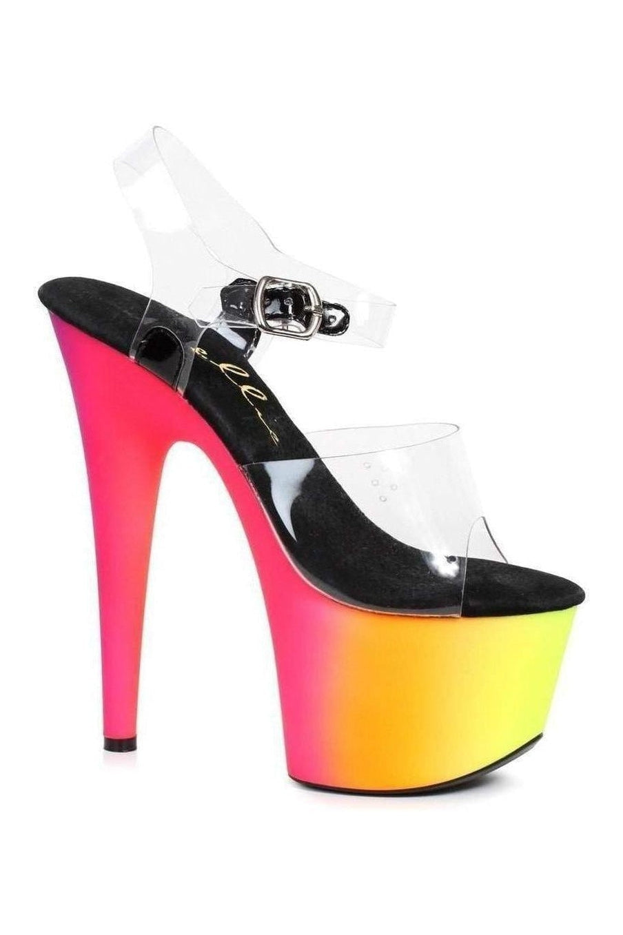 Ellie Shoes 709 RAINBOW Platform Sandal in Clear Vinyl from SexyShoes.com