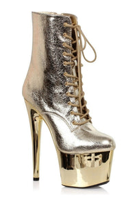 Ellie Shoes 709 UMA Ankle Boot in Gold Faux Leather from SexyShoes.com