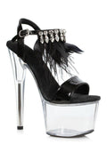 709-ZAHRA Stripper Sandal | Black Rhinestones