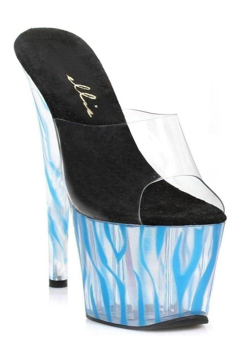 Ellie Shoes 709 ZEBRA Platform Slide in Clear Vinyl from SexyShoes.com