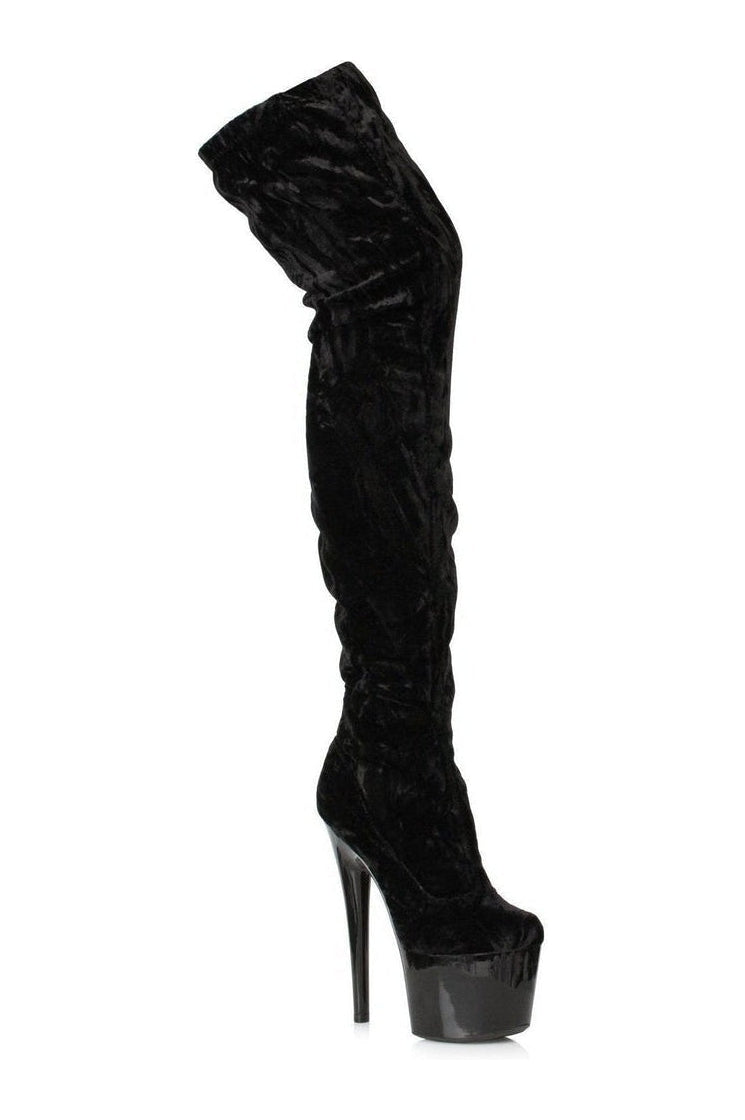 Ellie Shoes 709 ZOEY Stripper Thigh Boot in Black Velvet from SexyShoes.com