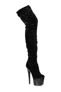 Ellie Shoes 709 ZOEY Stripper Thigh Boot in Black Velvet from SexyShoes.com