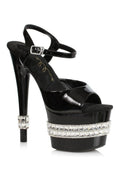 710-JULIET Stripper Sandal | Black Patent