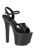 711-BABBLE Stripper Sandal | Black Glitter