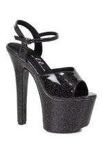 711-BABBLE Stripper Sandal | Black Glitter