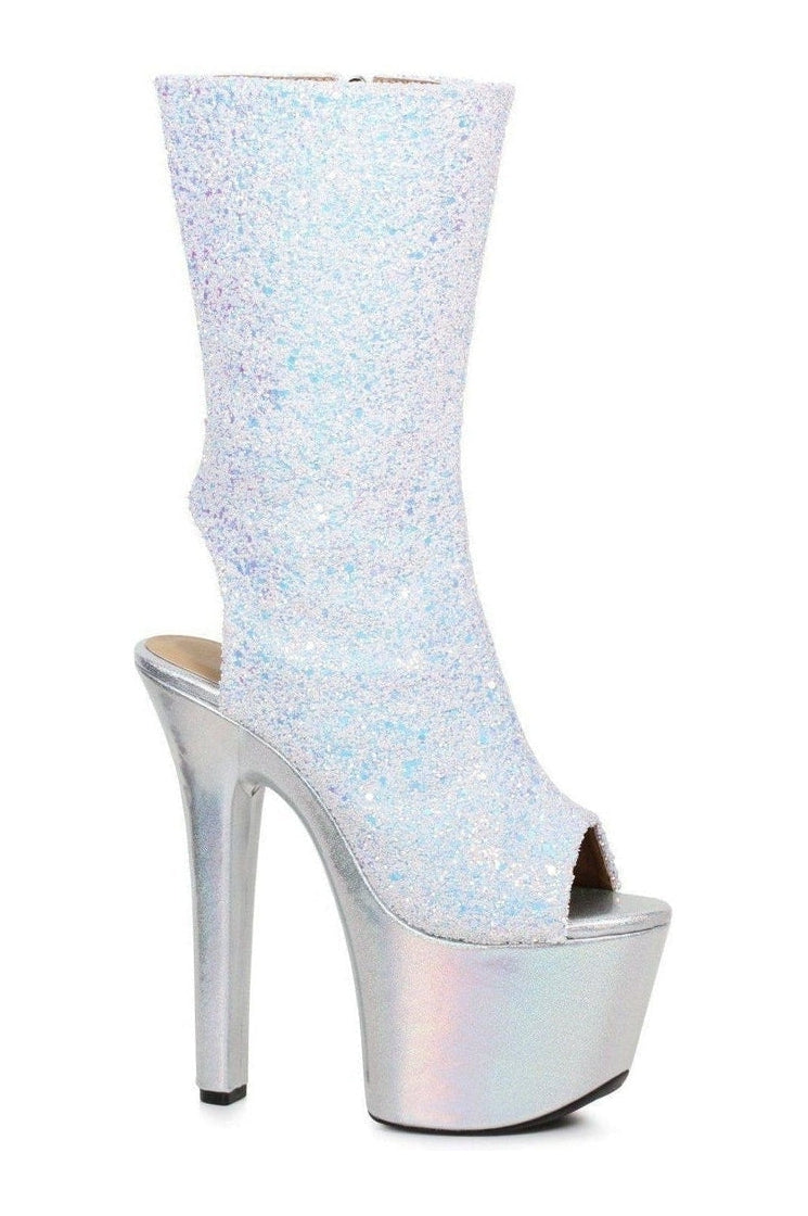 711-BUTTERCUP Stripper Ankle Boot | White Glitter-Ellie Shoes-SEXYSHOES.COM
