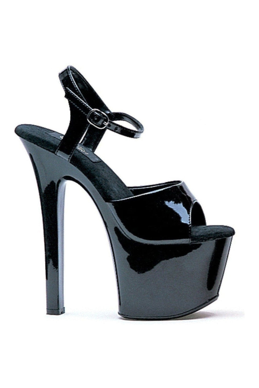 711-FLIRT Stripper Sandal | Black Patent-Ellie Shoes-SEXYSHOES.COM