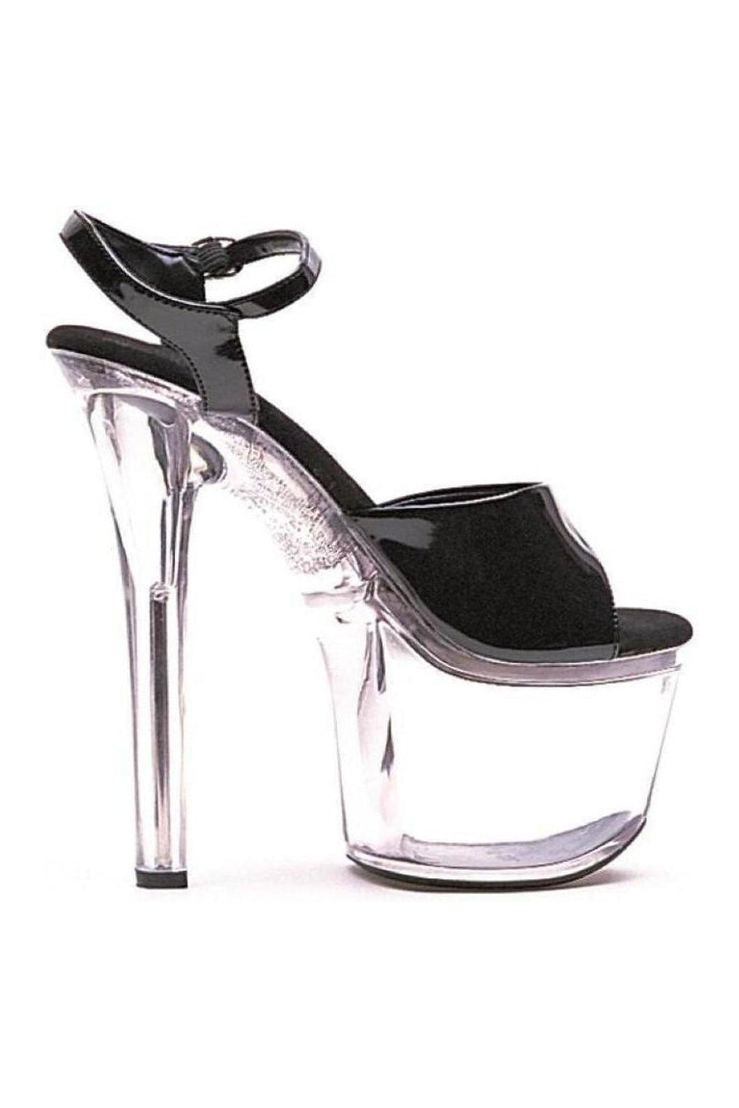 711-FLIRT Stripper Sandal | Black Patent-Ellie Shoes-SEXYSHOES.COM