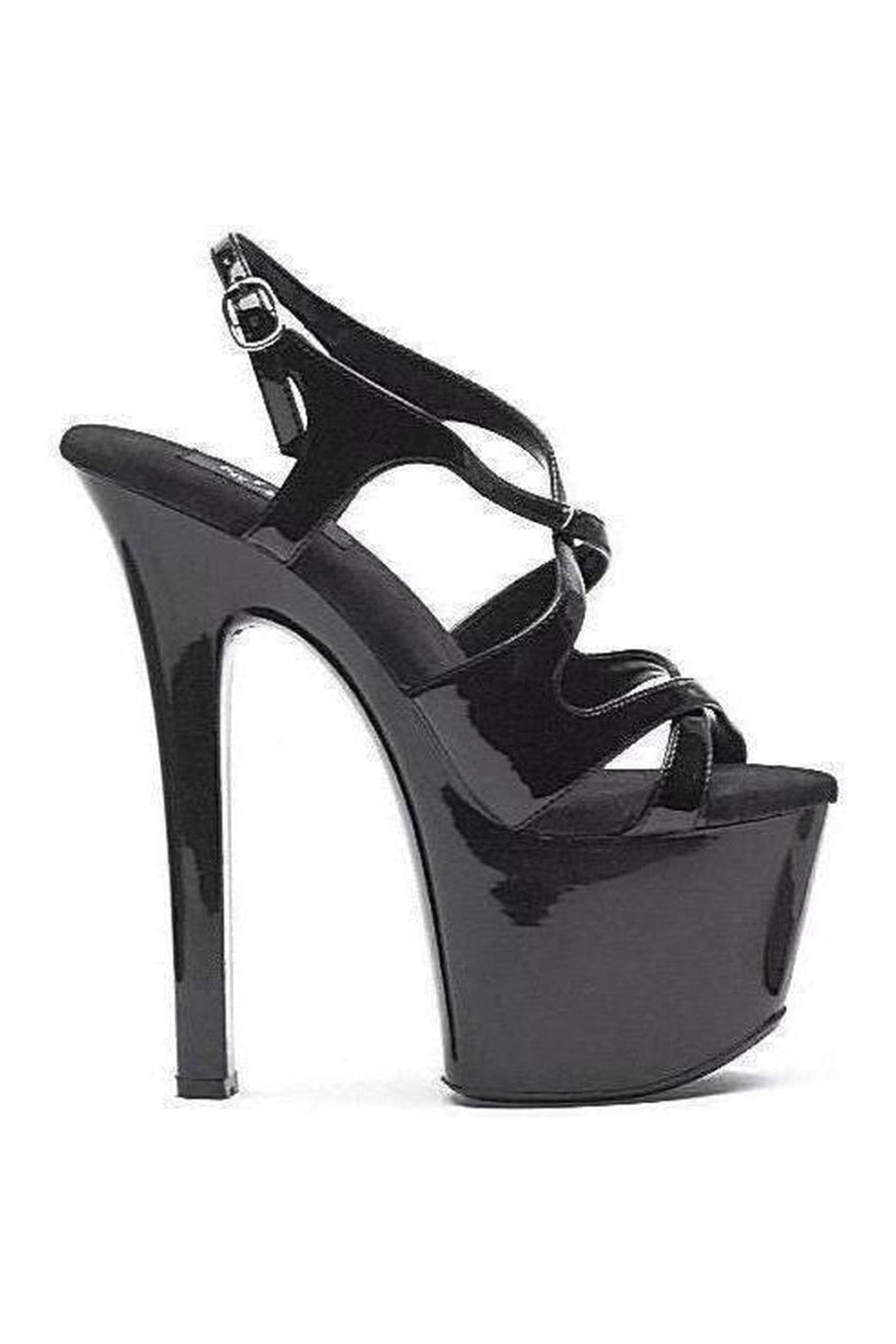 711-LANCE Platform Sandal | Black Patent-Ellie Shoes-SEXYSHOES.COM