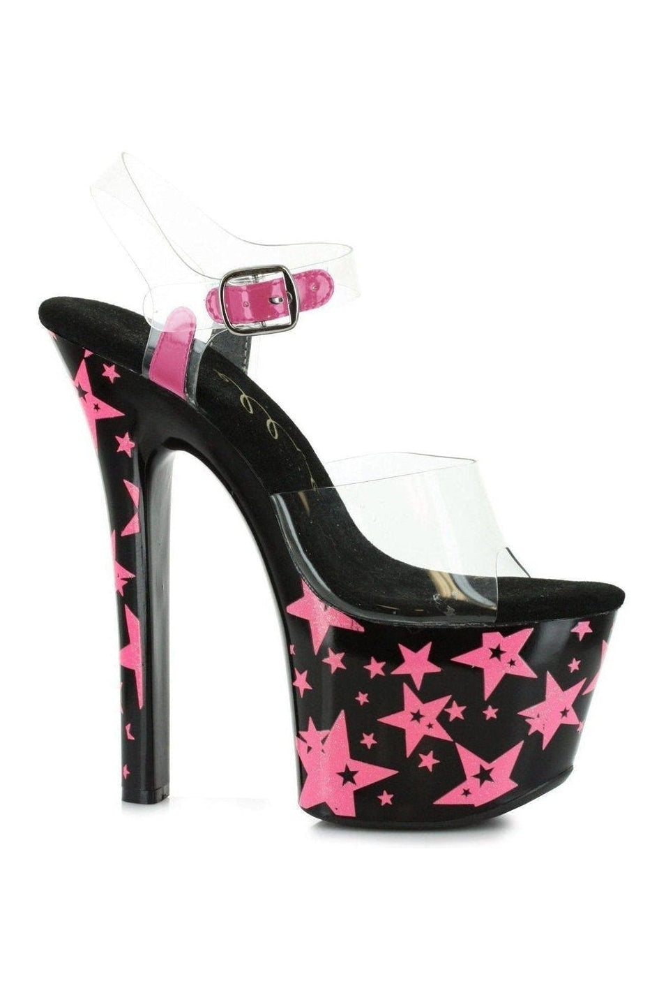 711-STARLA Stripper Sandal | Fuchsia Vinyl-Ellie Shoes-SEXYSHOES.COM