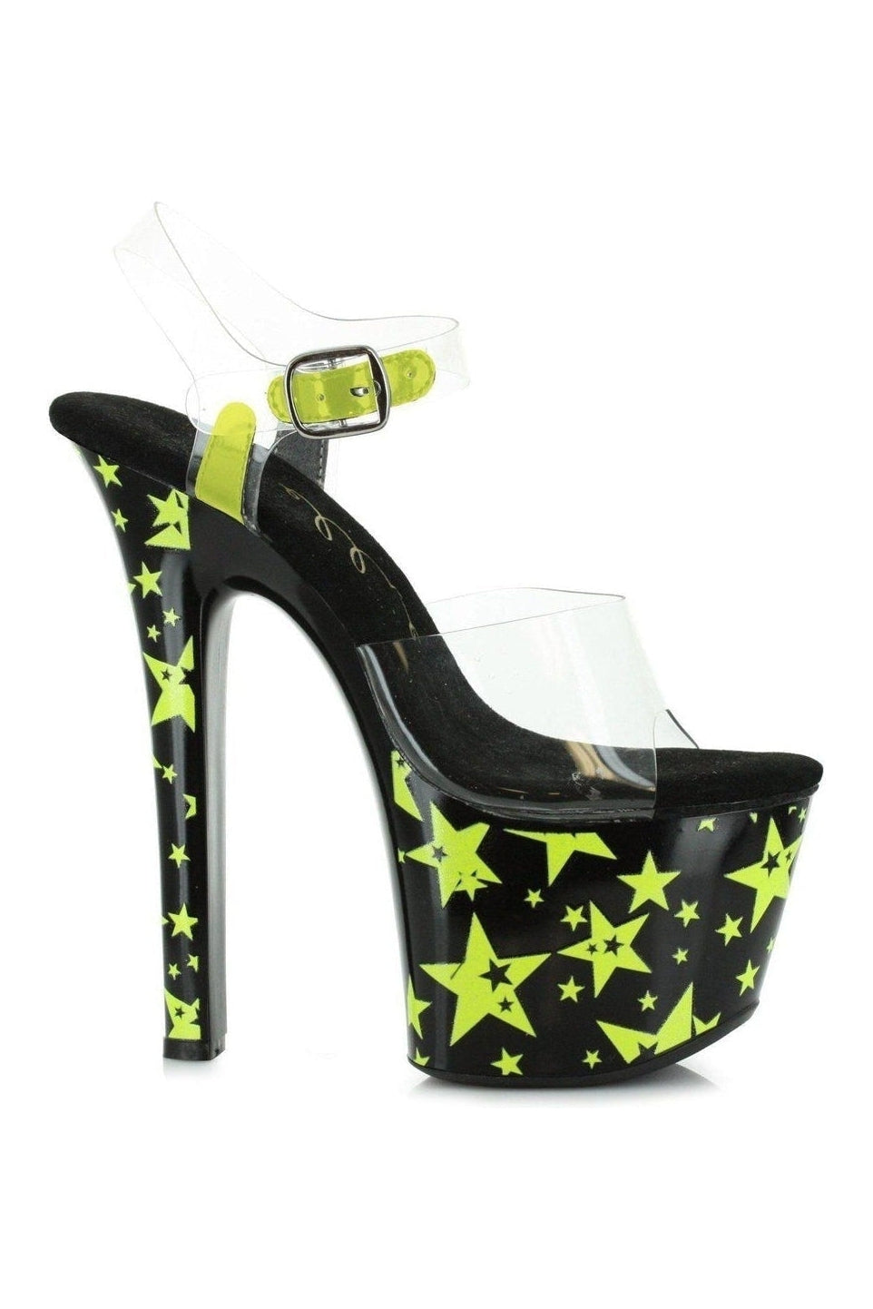 711-STARLA Stripper Sandal | Yellow Vinyl-Ellie Shoes-SEXYSHOES.COM