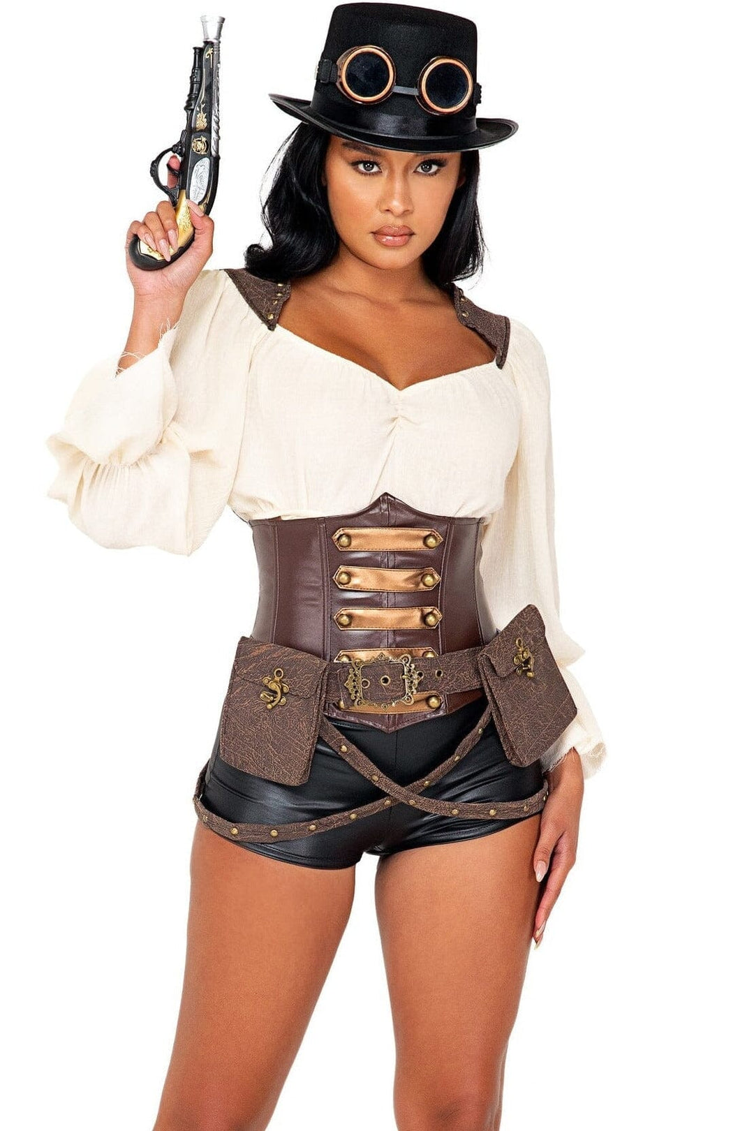 7pc Industrial Vixen Steampunk-Steampunk Costumes-Roma Costumes-Brown-L-SEXYSHOES.COM