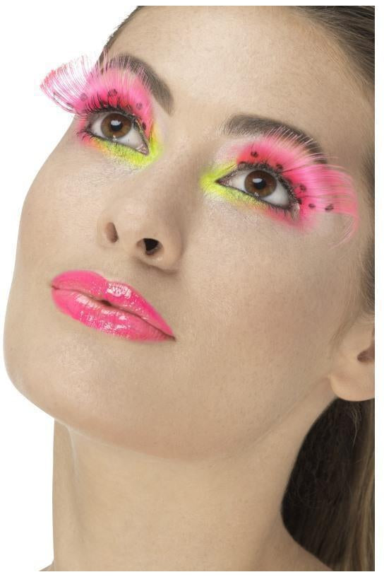 80s Polka Dot Eyelashes | Neon Pink-Fever-Neon Pink-Eyelashes-SEXYSHOES.COM