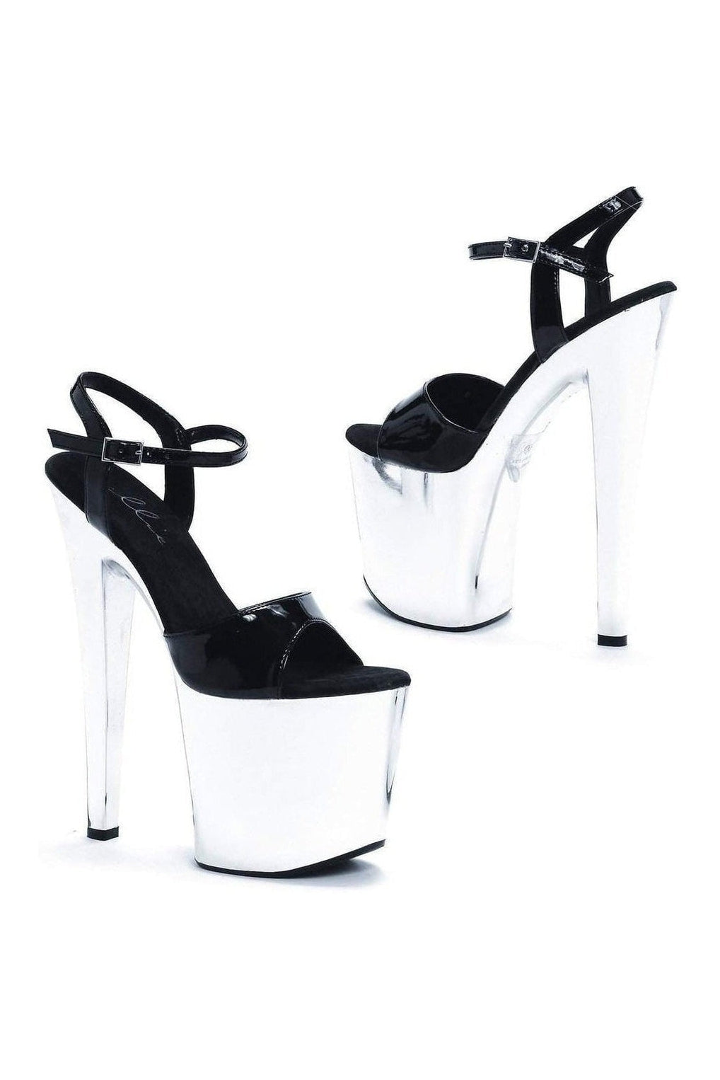821-CHROME Platform Sandal | Black Multi Patent-Ellie Shoes-SEXYSHOES.COM
