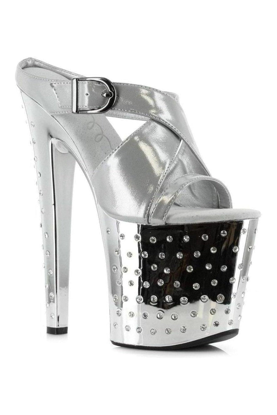 821-SANDRA Platform Sandal | Silver Patent-Ellie Shoes-SEXYSHOES.COM