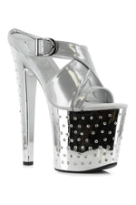 821-SANDRA Platform Sandal  | Silver Patent