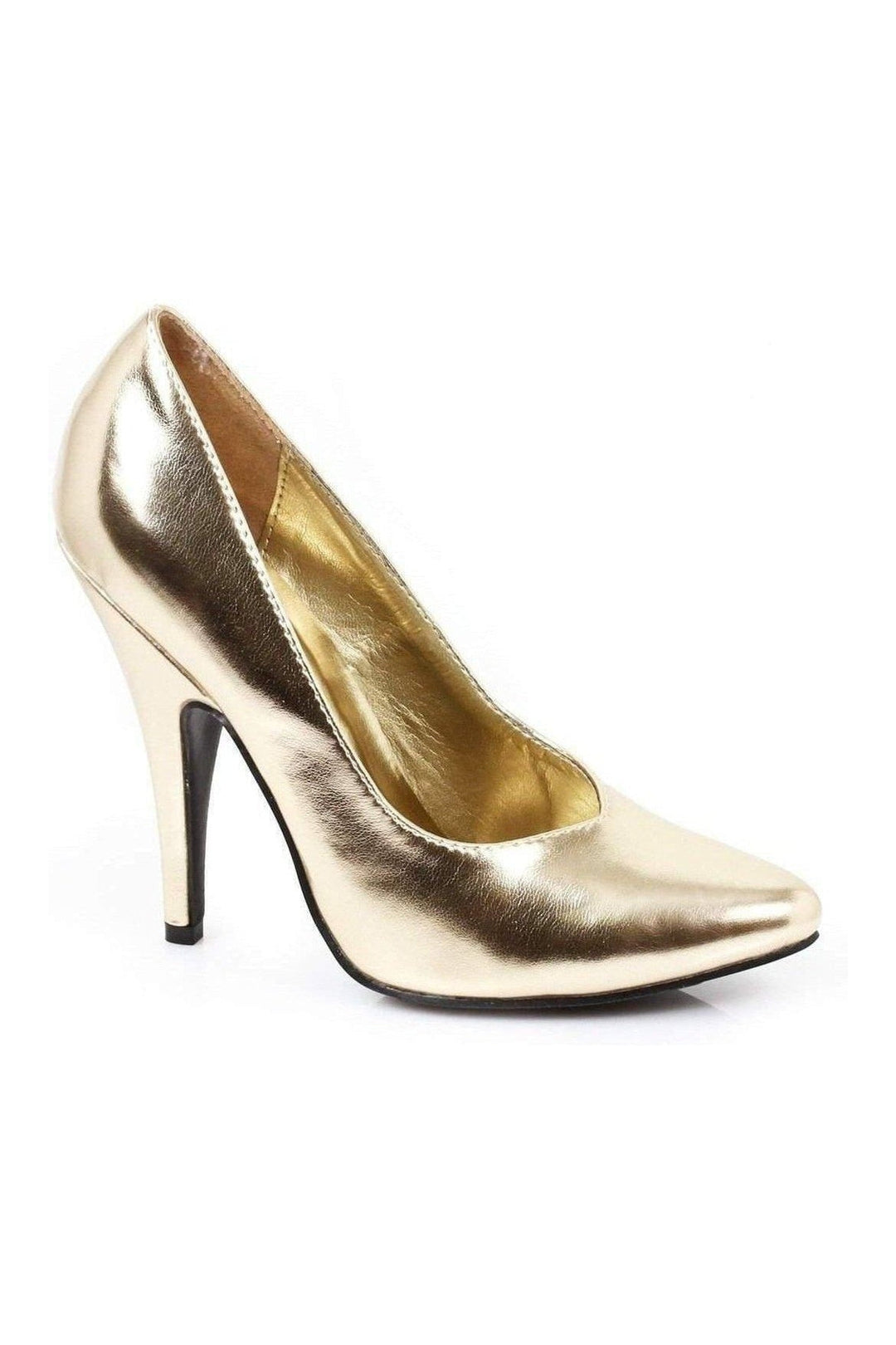 8220 Pump | Gold Faux Leather-Pumps- Stripper Shoes at SEXYSHOES.COM