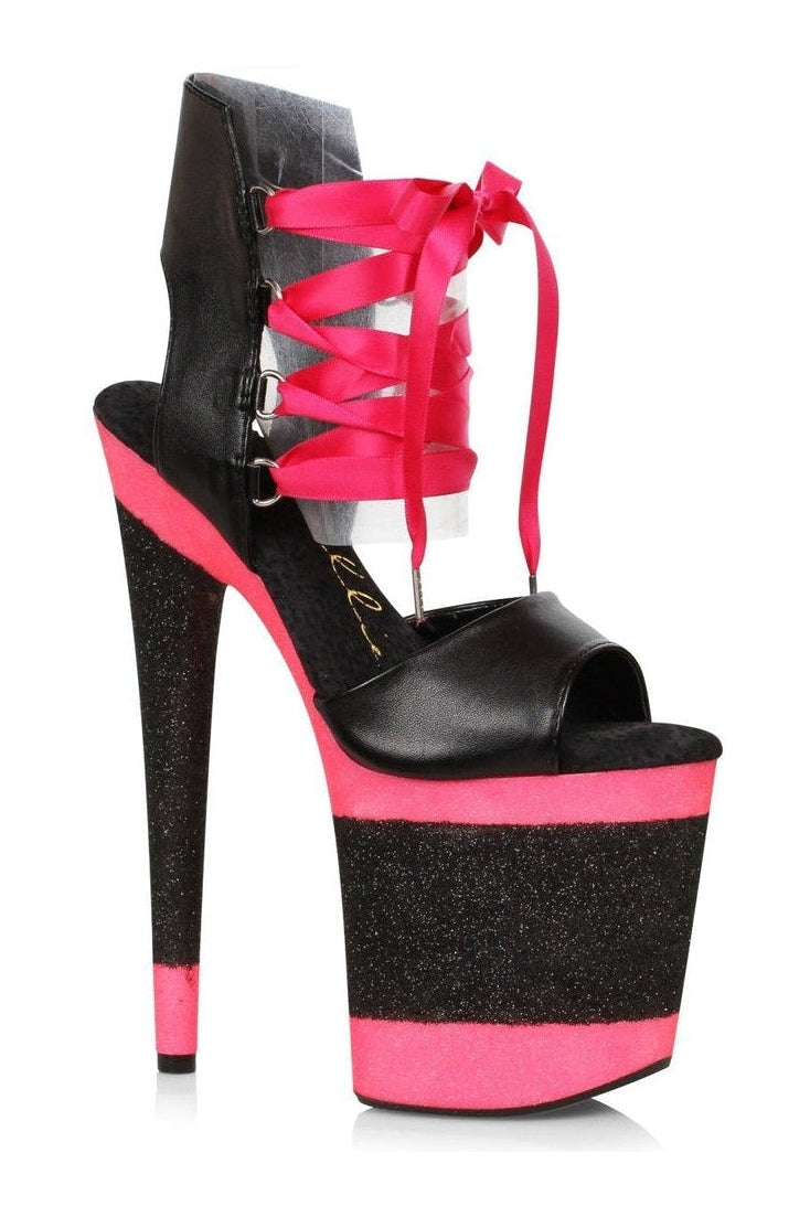 850-VIVIEN Sandal | Black Faux Leather-Sandal-Ellie Shoes-SEXYSHOES.COM