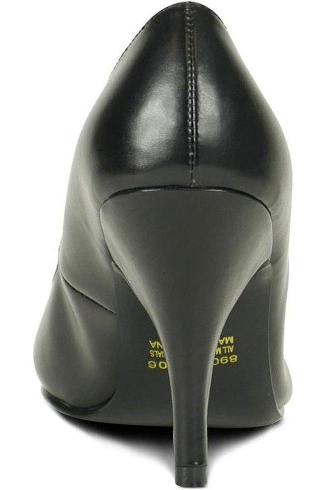 8902-Wide Classic Pump | Black Faux Leather-Sexyshoes Brand-Pumps-SEXYSHOES.COM