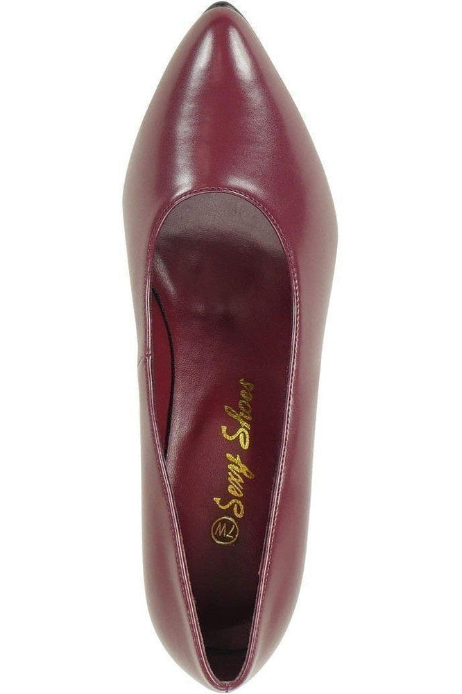 8902-Wide Classic Pump | Wine Faux Leather-Sexyshoes Brand-Pumps-SEXYSHOES.COM