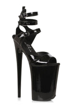 909-ATHENA Sandal | Black Faux Leather