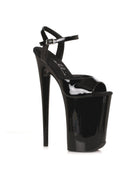 909-JULIET Sandal | Black Faux Leather