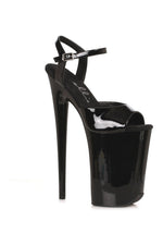 909-JULIET Sandal | Black Faux Leather