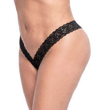 Mapale Deep V Plunge Lace Panty in Black  from SexyShoes.com