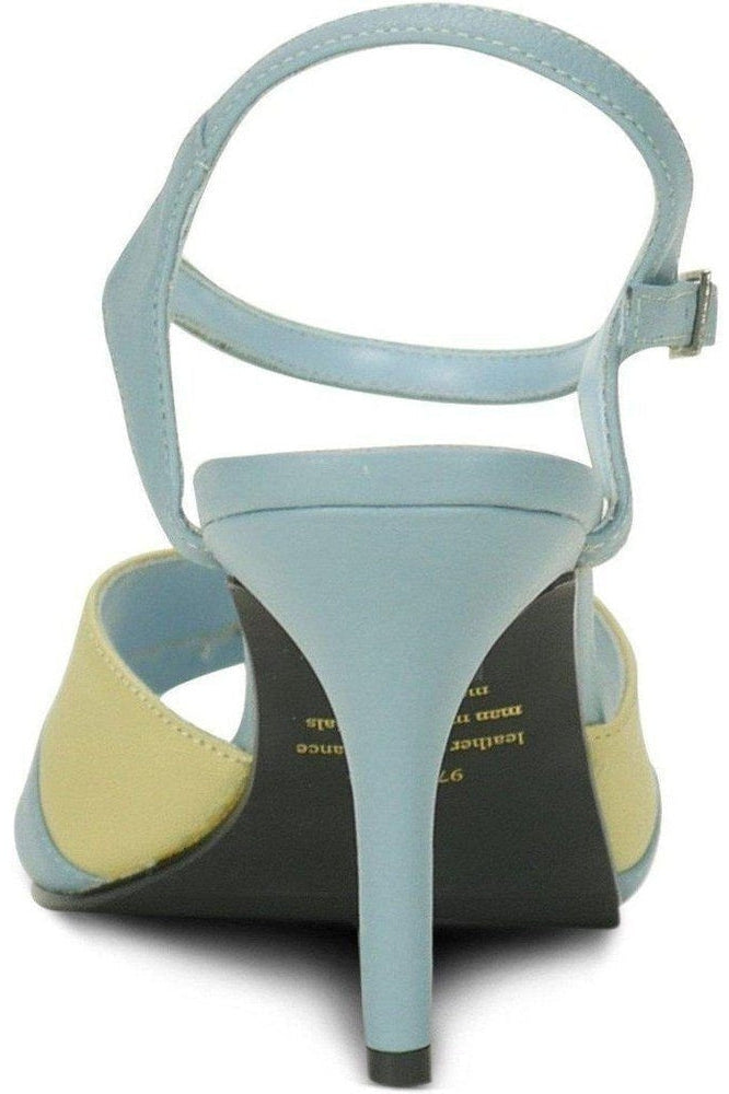 Sexyshoes Brand 9720 Bella Leather Vintage Sandal in Blue Genuine Leather
