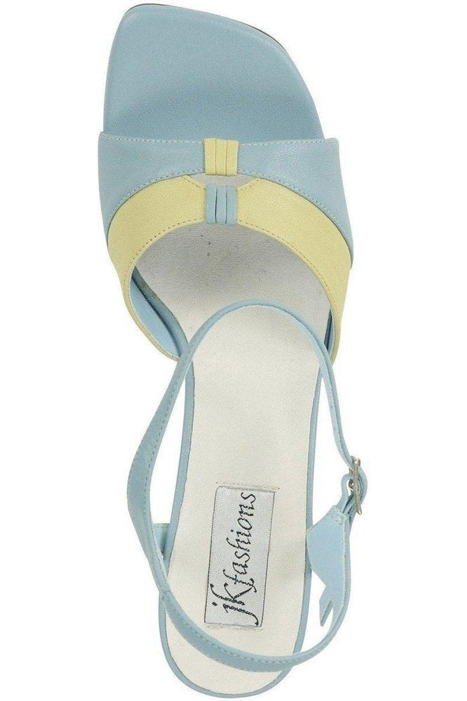 Sexyshoes Brand 9720 Bella Leather Vintage Sandal in Blue Genuine Leather