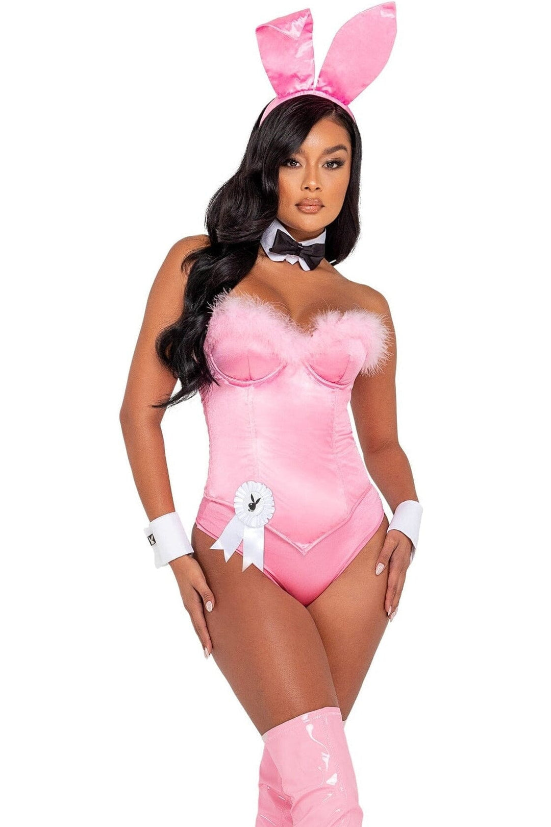 9PC Playboy Boudoir Bunny-Bunny Costumes-Roma Costumes-Pink-L-SEXYSHOES.COM