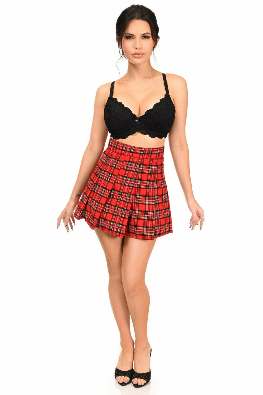 Daisy Corsets Red Plaid Skirt in Red 