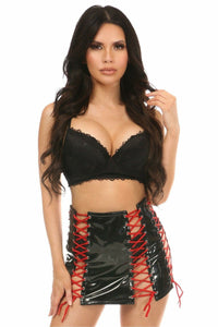 Daisy Corsets Black Patent Lace Up Skirt W/Red Lacing in Black  from SexyShoes.com