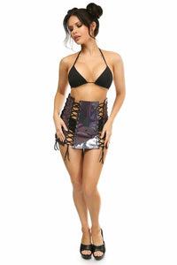 Daisy Corsets Rainbow Fishnet Pvc Lace Up Skirt in Rainbow 