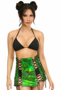 Green Holo Lace-Up Skirt