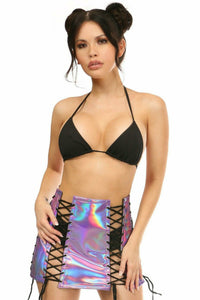 Daisy Corsets Lavender Holo Lace Up Skirt in Purple  from SexyShoes.com
