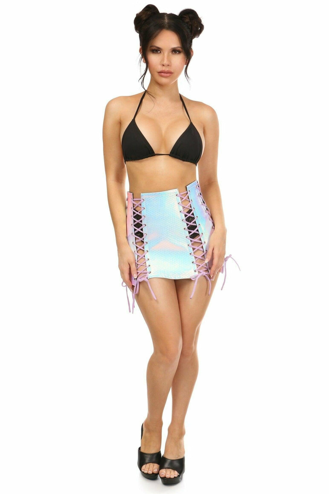Daisy Corsets Mermaid Holo Lace Up Skirt in Multi 