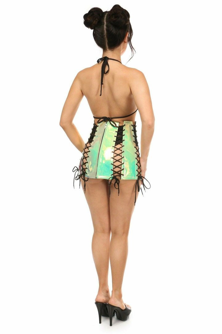 Mint Holo Lace-Up Skirt