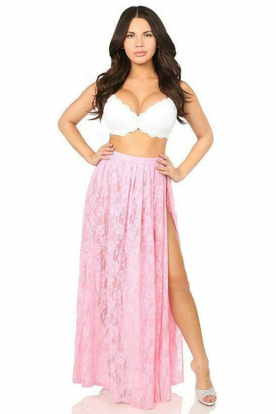 Plus Size Sheer Lt Pink Lace Skirt