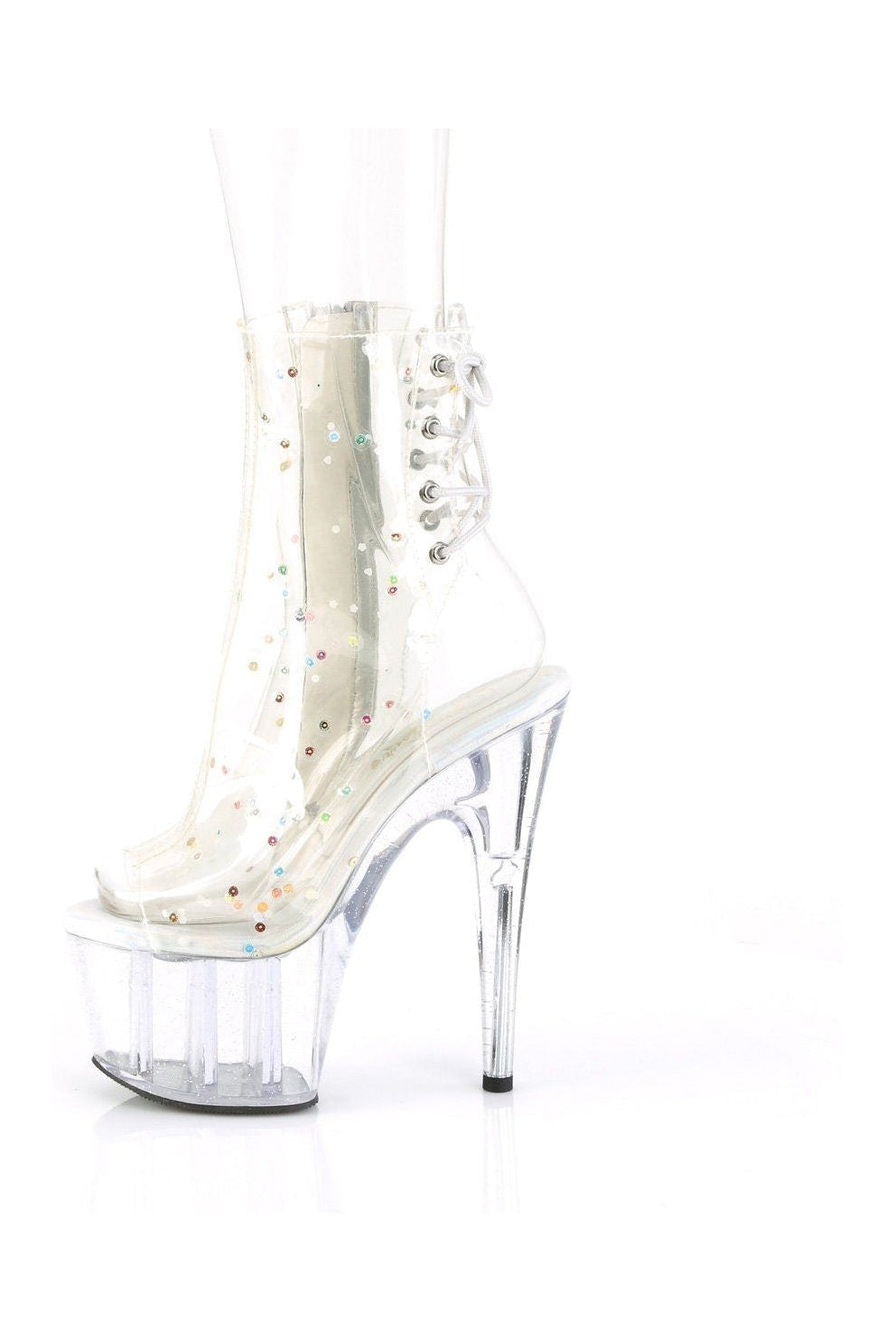 ADORE-1018C-2 Ankle Boot | Clear Faux Leather-Ankle Boots-Pleaser-SEXYSHOES.COM