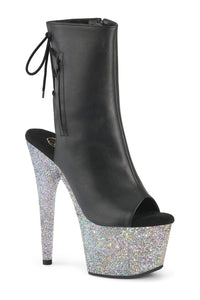 Pleaser ADORE-1018LG Black Faux Leather Ankle Boot in Black Faux Leather from SexyShoes.com