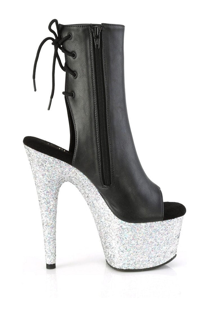 ADORE-1018LG Black Faux Leather Ankle Boot-Ankle Boots-Pleaser-SEXYSHOES.COM
