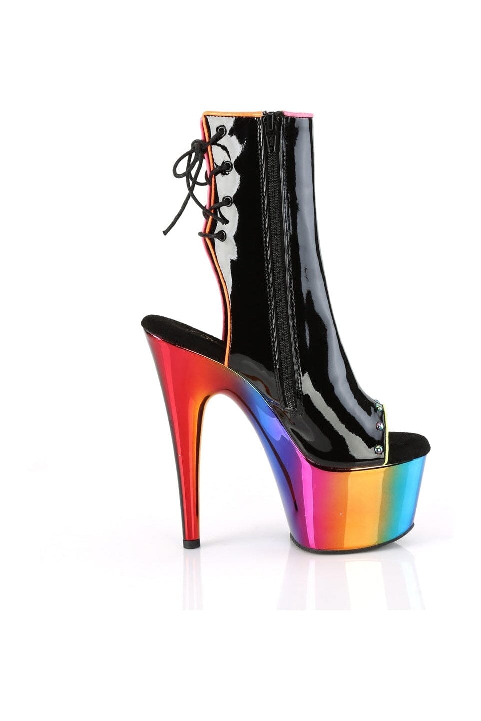 ADORE-1018RC-02 Black Patent Ankle Boot-Ankle Boots-Pleaser-SEXYSHOES.COM