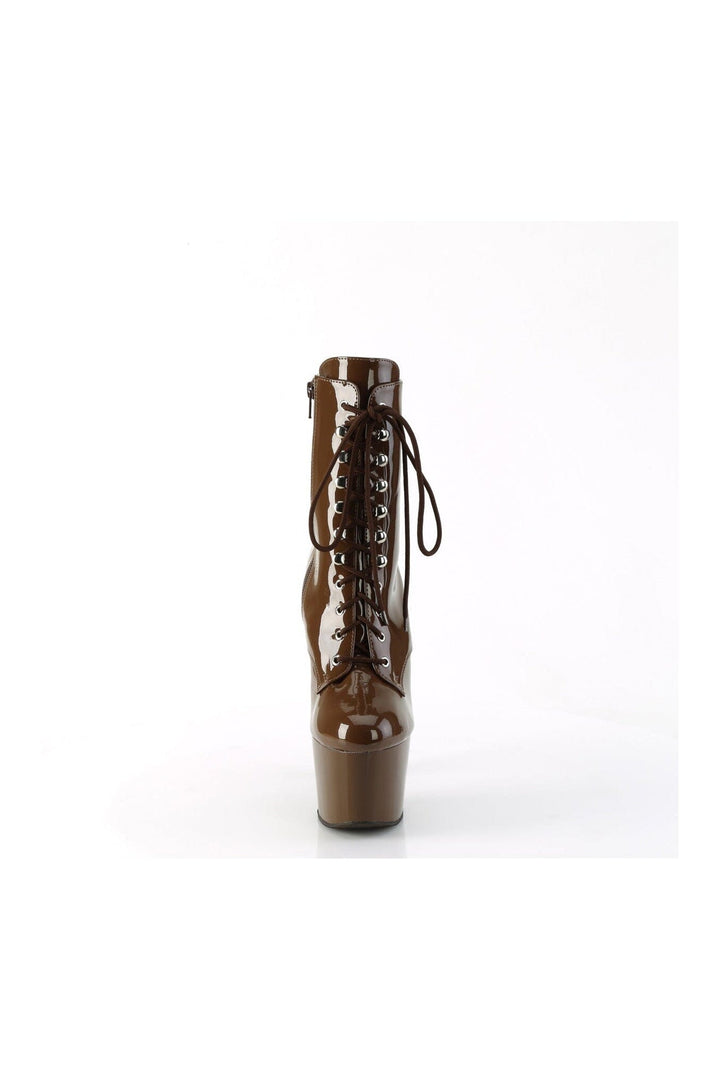 ADORE-1020 Brown Patent Ankle Boot