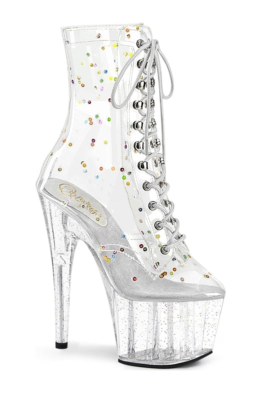 ADORE-1020C-2 Ankle Boot | Clear Faux Leather-Ankle Boots-Pleaser-Clear-12-Faux Leather-SEXYSHOES.COM